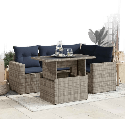 Vidaxl Hagesofa 5 deler grå polyrotting