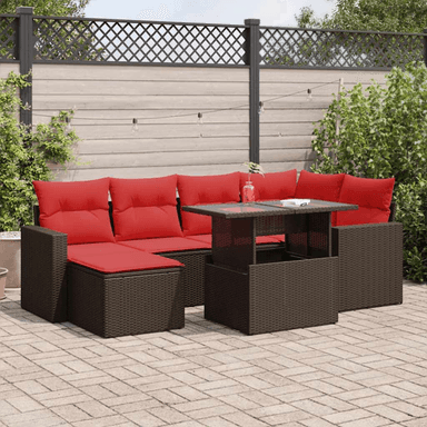 Vidaxl Hagesofa 7 deler brun