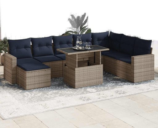 Vidaxl Hagesofa 9 deler grå polyrotting