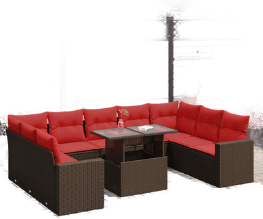 Vidaxl Hagesofa 10 deler brun