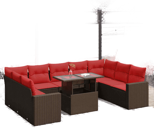 Vidaxl Hagesofa 10 deler brun