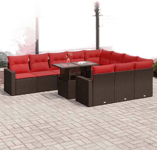 Vidaxl Hagesofa 11 deler brun