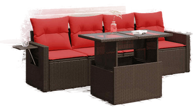 Vidaxl Hagesofa 5 deler brun