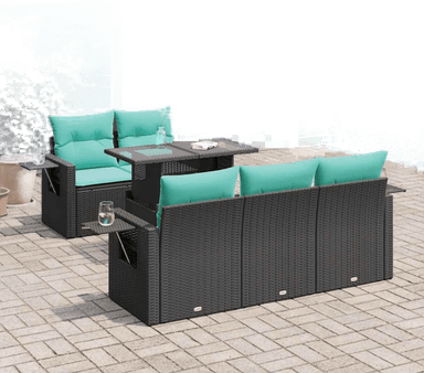 Vidaxl Hagesofa 6 deler svart