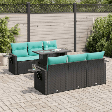 Vidaxl Hagesofa 7 deler svart