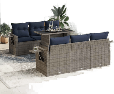 Vidaxl Hagesofa 7 deler grå polyrotting