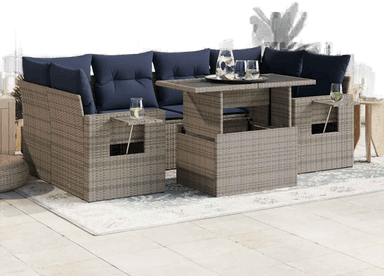 Vidaxl Hagesofa 7 deler grå