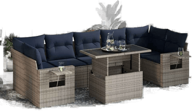 Vidaxl Hagesofa 8 deler grå polyrotting