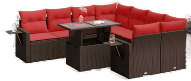 Vidaxl Hagesofa 9 deler brun