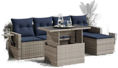 Vidaxl Hagesofa 6 deler grå