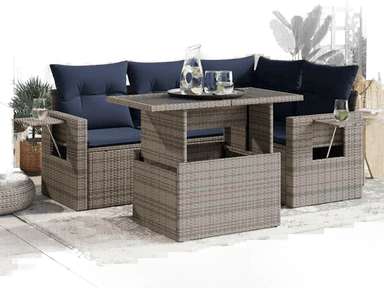 Vidaxl Hagesofa 5 deler grå