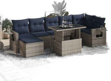 Vidaxl Hagesofa 8 deler grå polyrotting