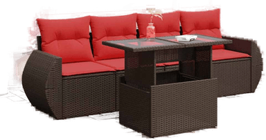 Vidaxl Hagesofa 5 deler brun