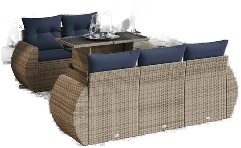 Vidaxl Hagesofa 6 deler grå polyrotting