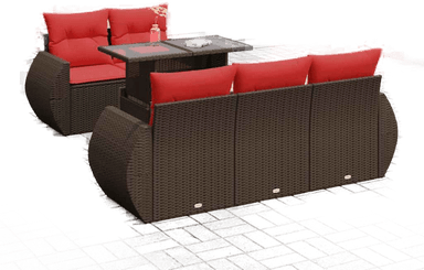 Vidaxl Hagesofa 6 deler brun