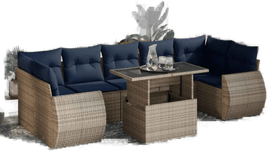 Vidaxl Hagesofa 8 deler grå polyrotting