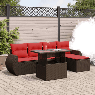 Vidaxl Hagesofa 6 deler brun