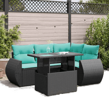 Vidaxl Hagesofa 5 deler svart