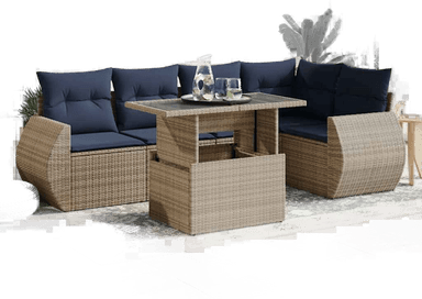 Vidaxl Hagesofa 6 deler grå polyrotting