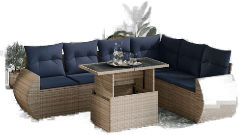 Vidaxl Hagesofa 7 deler grå polyrotting