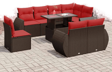 Vidaxl Hagesofa 9 deler brun