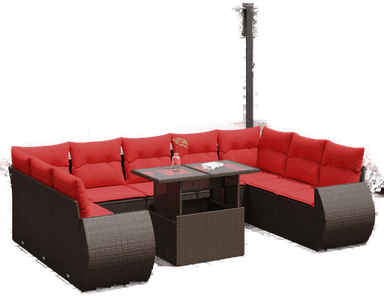 Vidaxl Hagesofa 10 deler brun