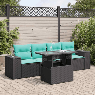 Vidaxl Hagesofa 5 deler svart