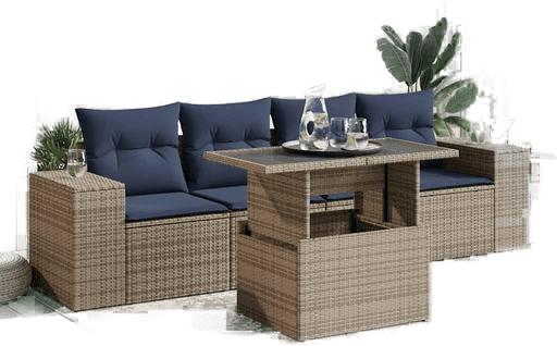 Vidaxl Hagesofa 5 deler grå