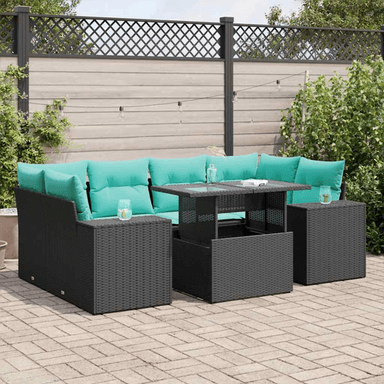 Vidaxl Hagesofa 7 deler svart