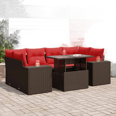 Vidaxl Hagesofa 7 deler brun