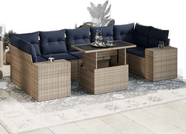 Vidaxl Hagesofa 8 deler grå polyrotting