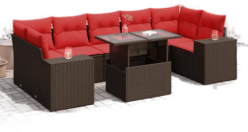 Vidaxl Hagesofa 8 deler brun