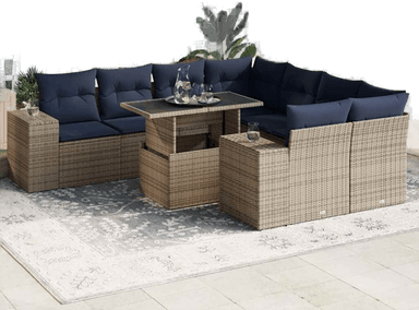 Vidaxl Hagesofa 9 deler grå polyrotting