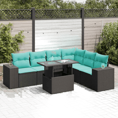 Vidaxl Hagesofa 7 deler svart