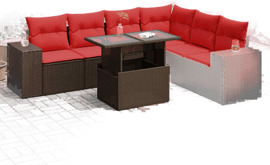 Vidaxl Hagesofa 7 deler brun