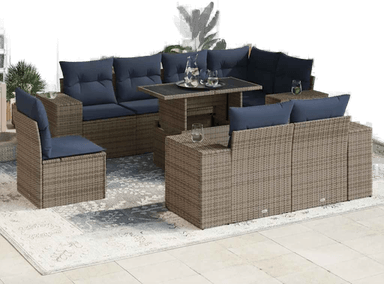 Vidaxl Hagesofa 9 deler grå polyrotting