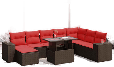 Vidaxl Hagesofa 8 deler brun