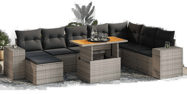 Vidaxl Hagesofa 9 deler grå polyrotting