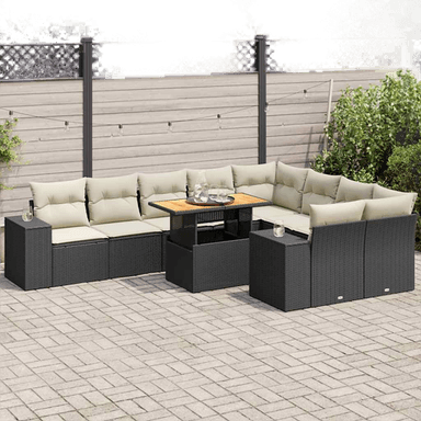 Vidaxl Hagesofa 10 deler svart