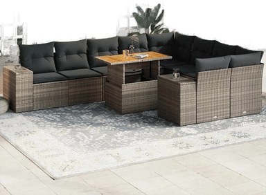 Vidaxl Hagesofa 10 deler grå polyrotting