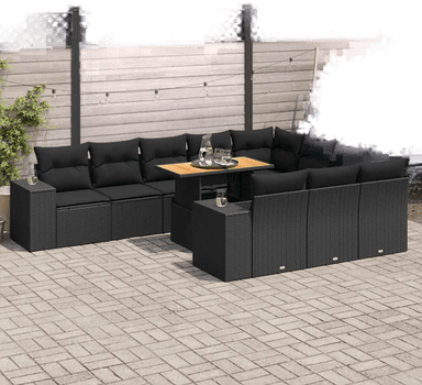 Vidaxl Hagesofa 10 deler svart