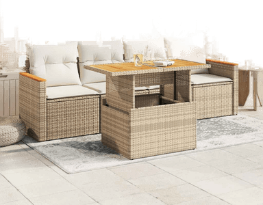 Vidaxl Hagesofa 5 deler beige