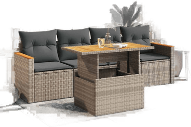 Vidaxl Hagesofa 5 deler grå