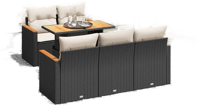 Vidaxl Hagesofa 6 deler svart