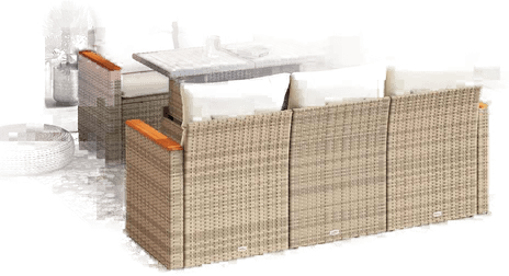 Vidaxl Hagesofa 6 deler beige