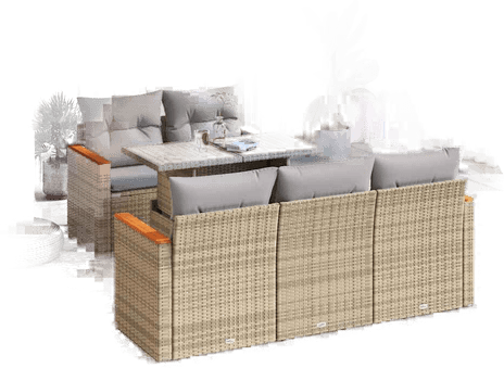 Vidaxl Hagesofa 6 deler beige