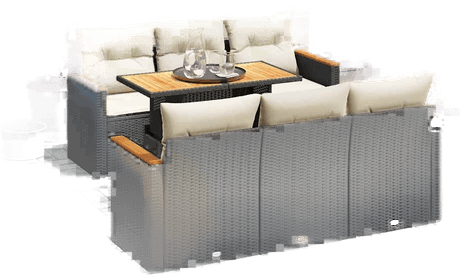 Vidaxl Hagesofa 7 deler svart