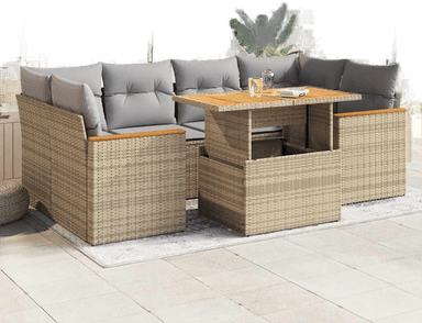 Vidaxl Hagesofa 6 deler beige