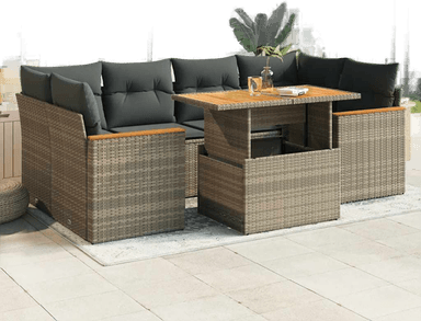 Vidaxl Hagesofa 6 deler grå polyrotting