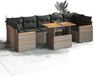 Vidaxl Hagesofa 8 deler grå polyrotting